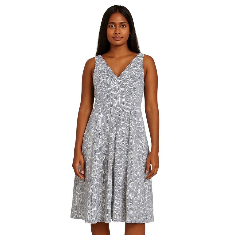 LOREAK MENDIAN 100% Tencel Abstract‎ Print Sleeveless Fit & Flare Dress S